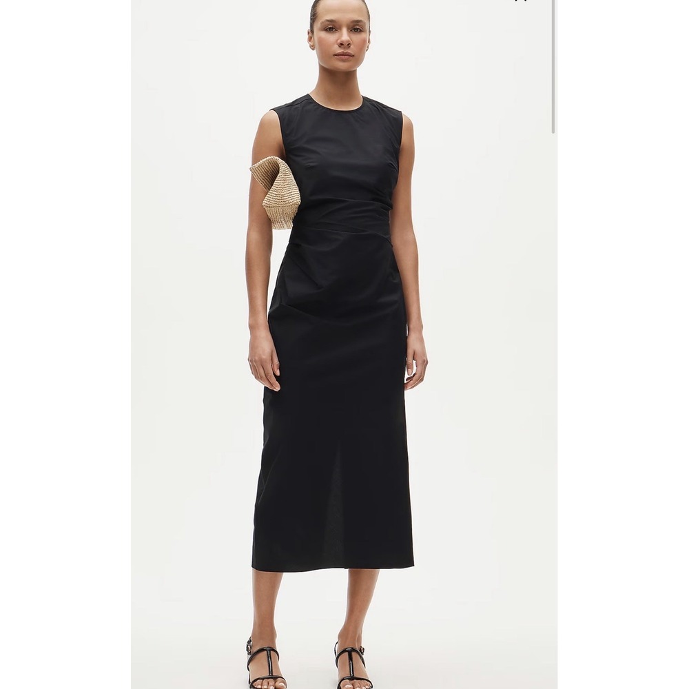 J CREW SIZE 0 ruched midi dress in stretch cotton-blend poplin Cv542